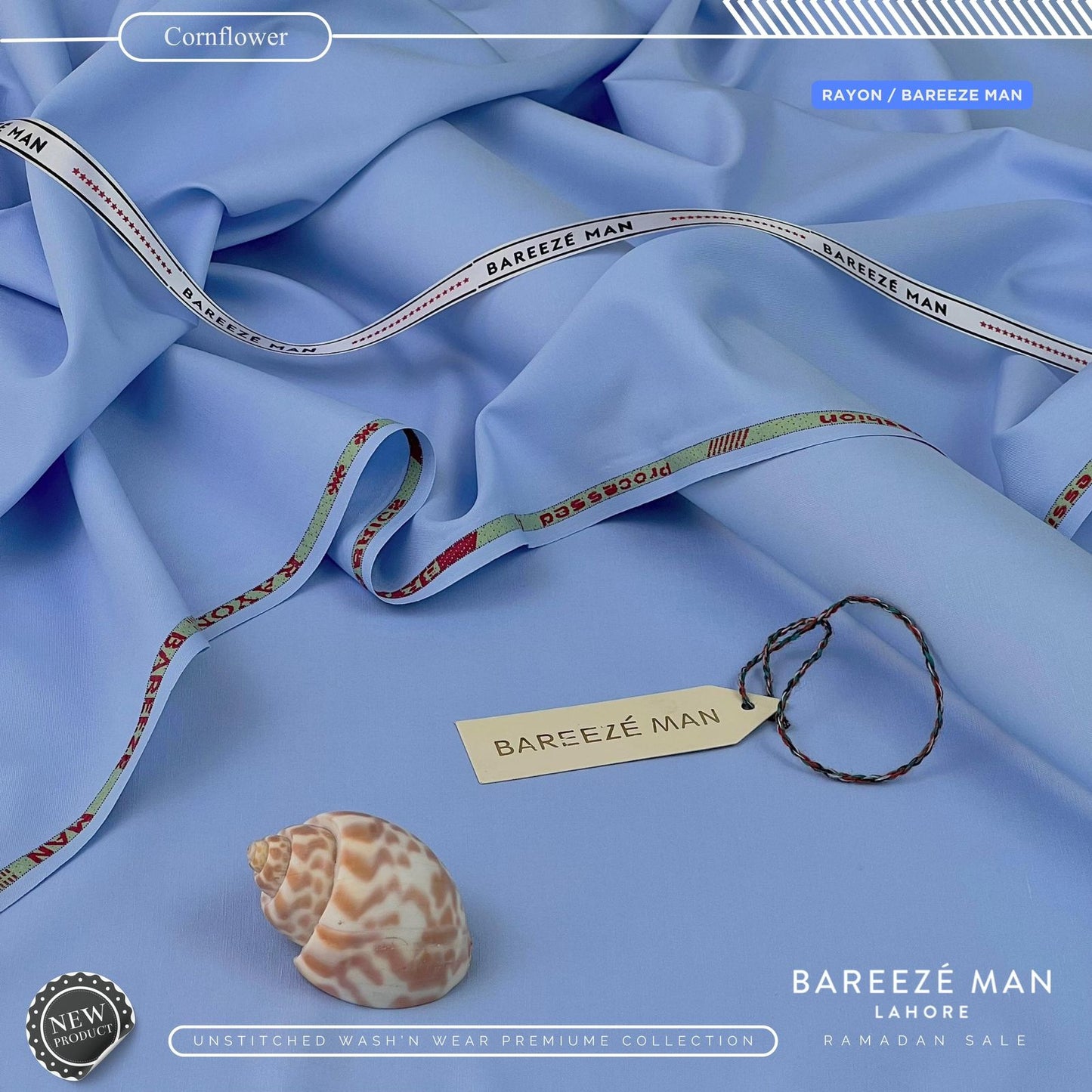 BAREEZE MAN WASH & WEAR UNSTICHED SUIT (SKY)