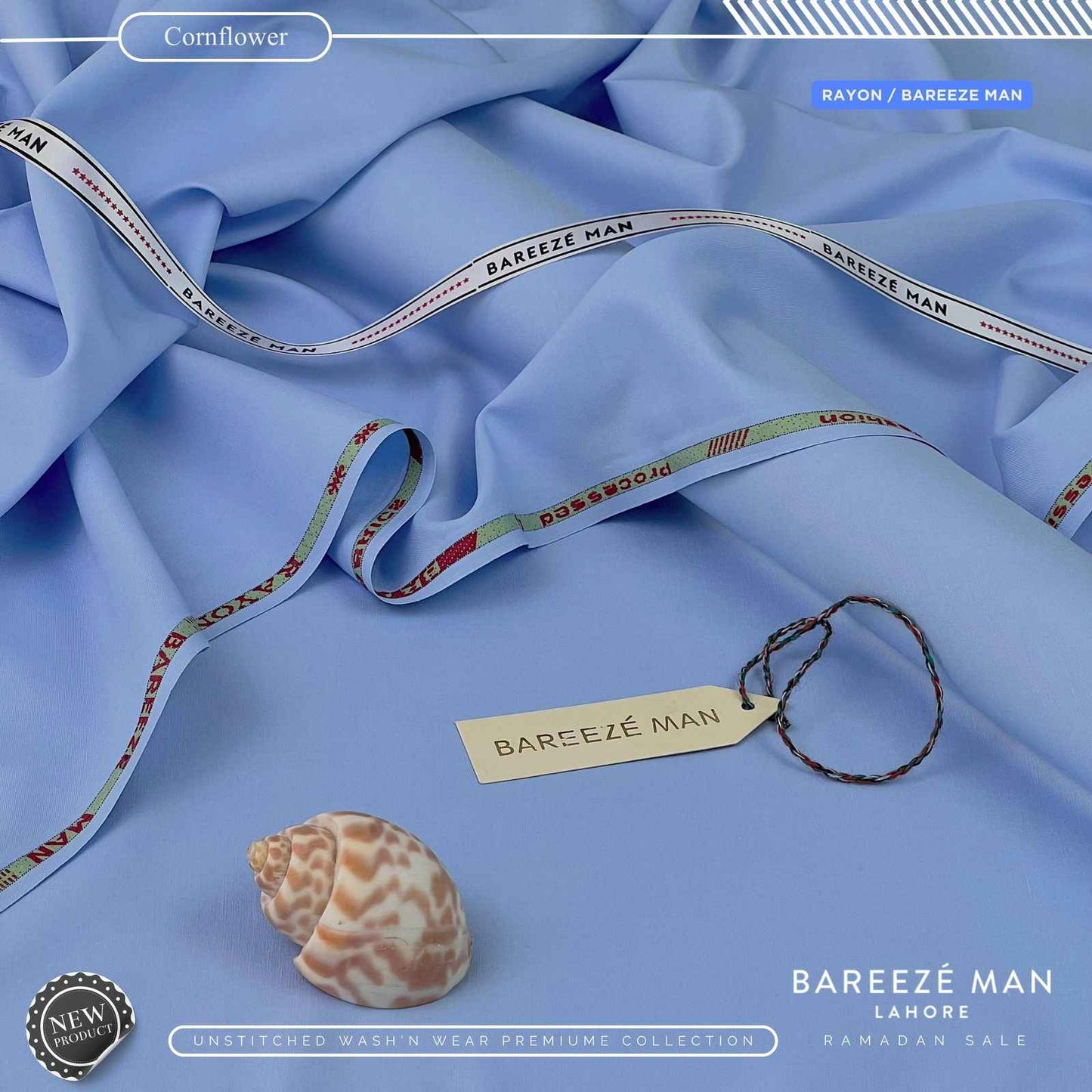 BAREEZE MAN WASH & WEAR UNSTICHED SUIT (SKY)