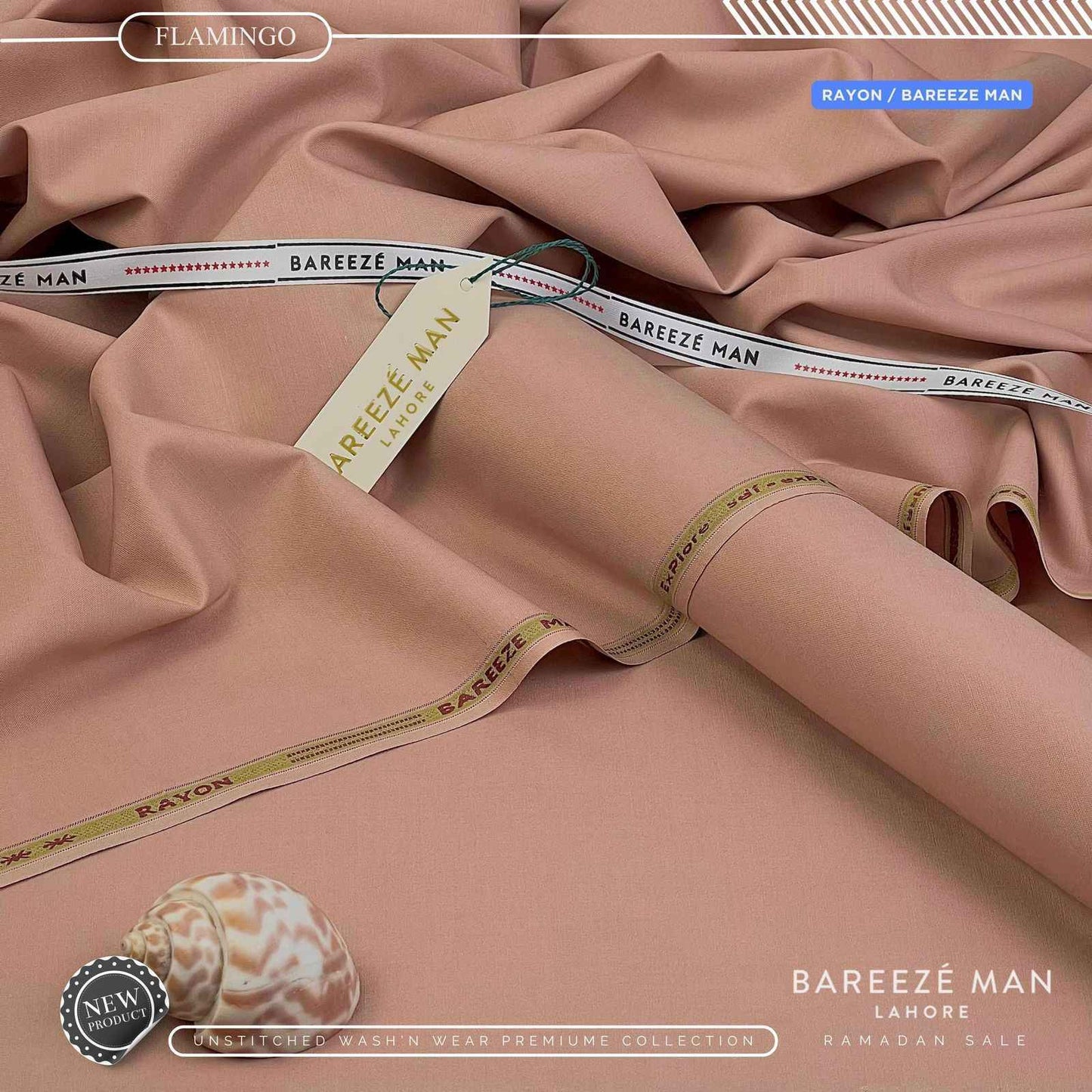 BAREEZE MAN WASH & WEAR UNSTICHED SUIT (FLAMINGO)