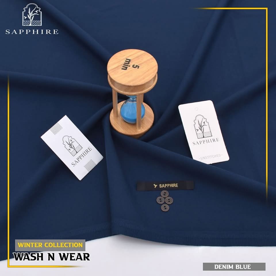 SAPPHIRE WINTER WASH & WEAR UNSTICHED FOR MEN (DENIM BLUE)