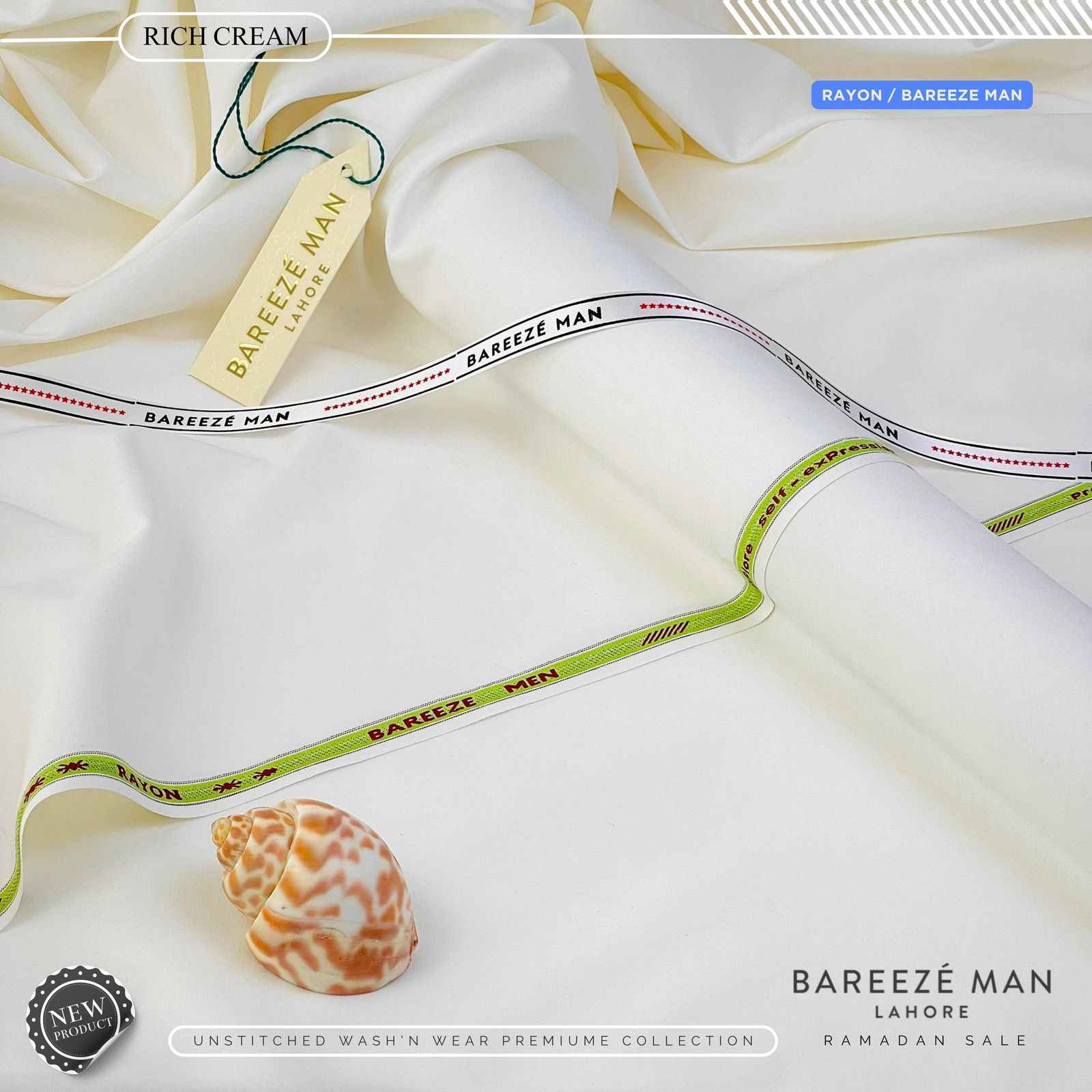 BAREEZE MAN WASH & WEAR UNSTICHED SUIT (CREAM)