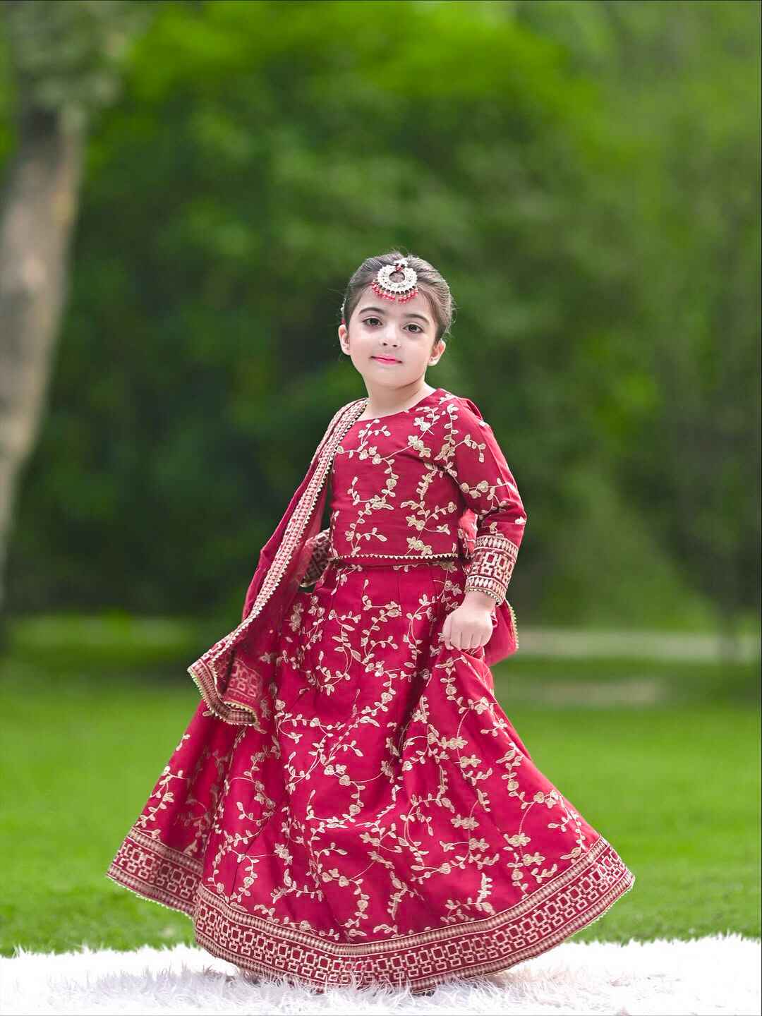 3 Piece - Unstitched Embroidered - Redish Mehroon - Lawn