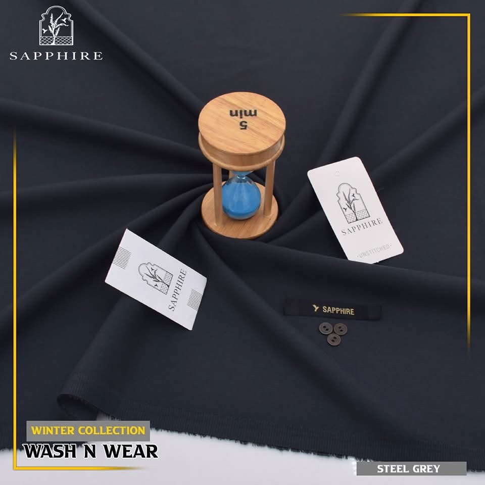 SAPPHIRE WINTER WASH & WEAR UNSTICHED FOR MEN (STEEL GREY)