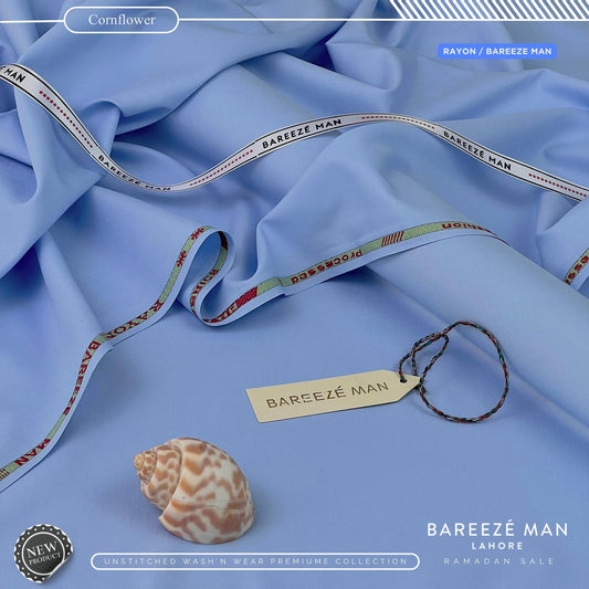 BAREEZE MAN WASH & WEAR UNSTICHED SUIT (SKY)
