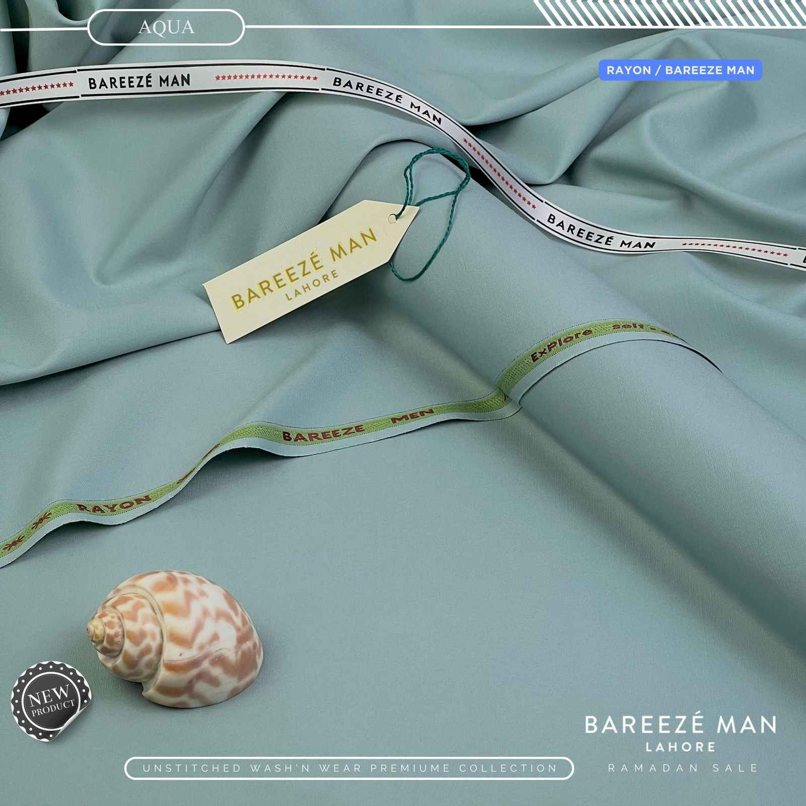 BAREEZE MAN WASH & WEAR UNSTICHED SUIT (AQUA)