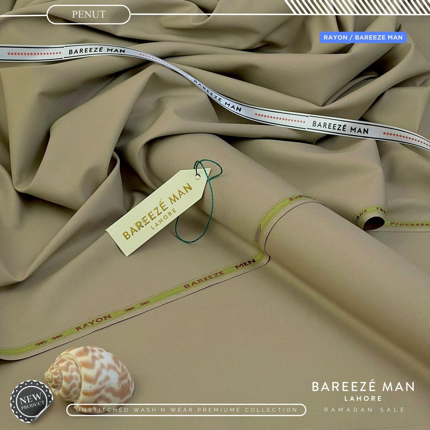BAREEZE MAN WASH & WEAR UNSTICHED SUIT (PENUT)