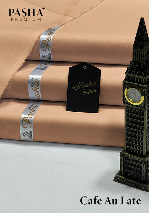Pasha Premium | 100% Soft Egyptian Cotton | Luxurious Unstitched Fabric (Cafe Au Late) - 4.5-Meter