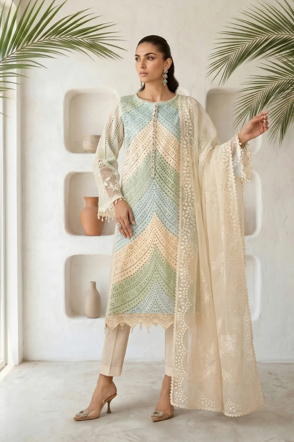 3-PC EMBROIDERED LAWN UNSTICHED DRESS