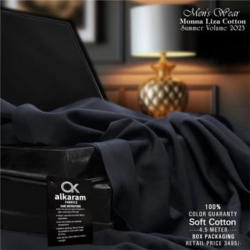 Al-karam Liza Cotton Black -Unstitched Men's Wear