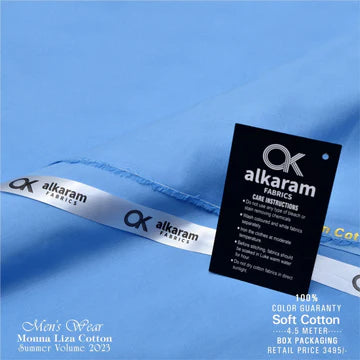Al-karam Liza Cotton Sky Blue -Unstitched Men's Wear