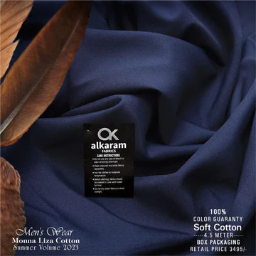 Al-karam Liza Cotton Navy -Unstitched Men's Wear