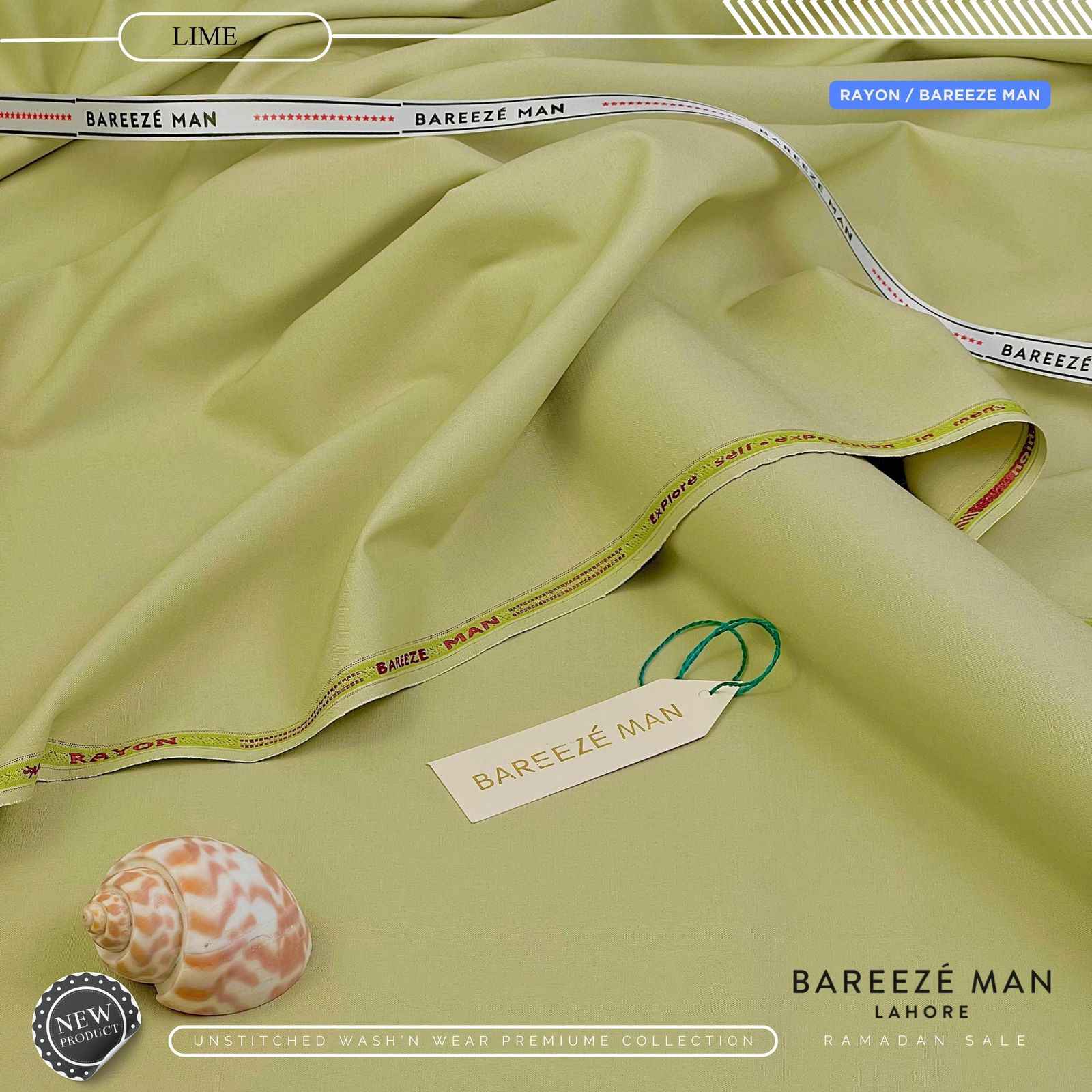 BAREEZE MAN WASH & WEAR UNSTICHED SUIT (LIME)