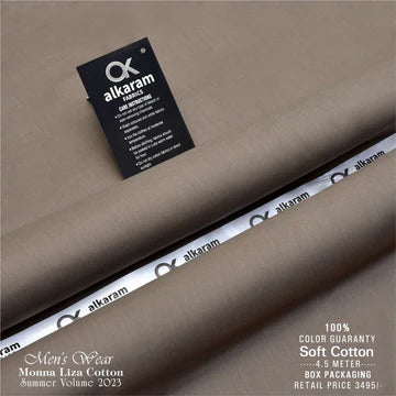 Al-karam Liza Cotton Brown -Unstitched Men's Wear
